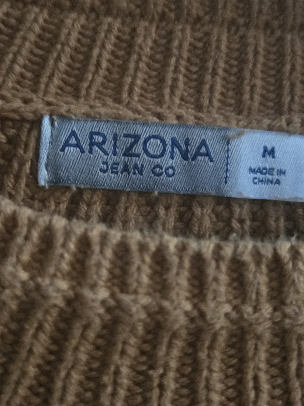 Arizona Jean Company Cropped Cotton Blend Knit Sweater in Golden Camel
